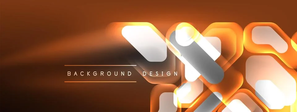 Glowing neon geometric elements abstract background. Neon light or laser show イラスト素材