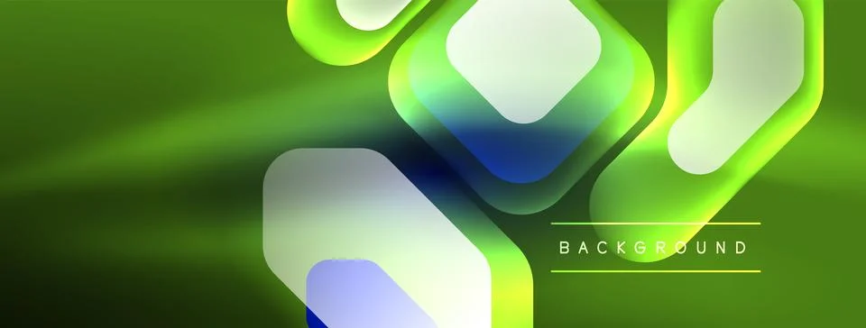 Glowing neon geometric elements abstract background. Neon light or laser show Stock Illustration