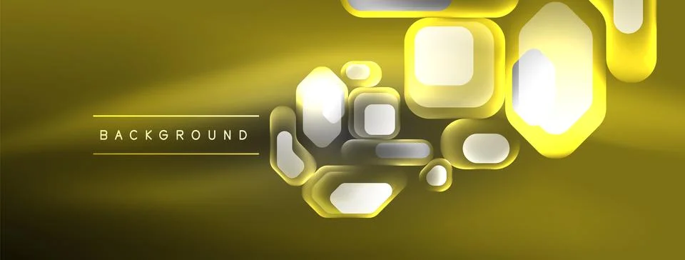 Glowing neon geometric elements abstract background. Neon light or laser show Stock Illustration