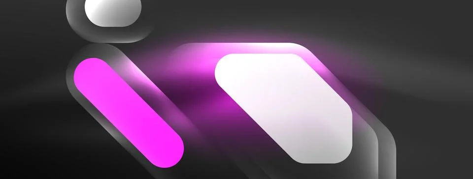 Glowing neon geometric elements abstract background. Neon light or laser show 스톡 일러스트