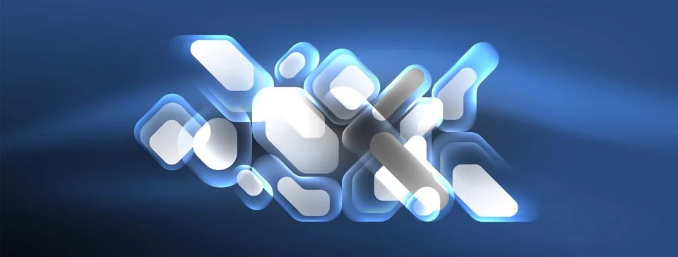 Glowing neon geometric elements abstract background. Neon light or laser show 스톡 일러스트