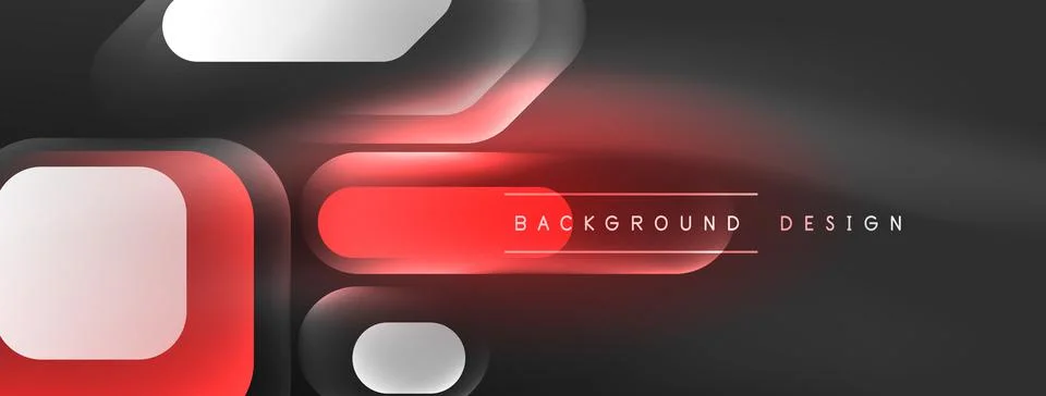 Glowing neon geometric elements abstract background. Neon light or laser show Stock Illustration