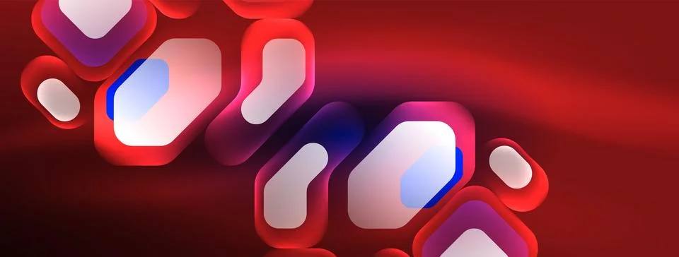 Glowing neon geometric elements abstract background. Neon light or laser show Stockillustratie