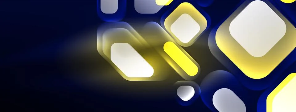 Glowing neon geometric elements abstract background. Neon light or laser show Illustrazione stock
