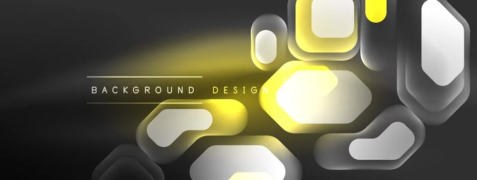 Glowing neon geometric elements abstract background. Neon light or laser show Illustrazione stock
