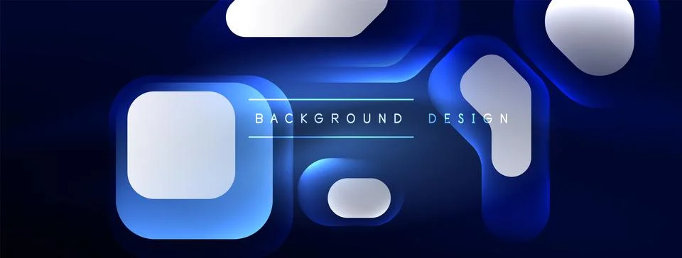 Glowing neon geometric elements abstract background. Neon light or laser show Stock Illustration