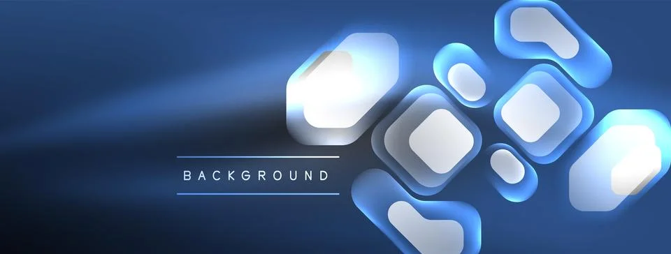 Glowing neon geometric elements abstract background. Neon light or laser show Illustrazione stock