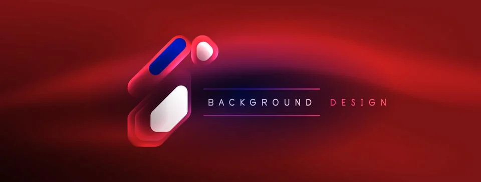 Glowing neon geometric elements abstract background. Neon light or laser show Stock Illustration