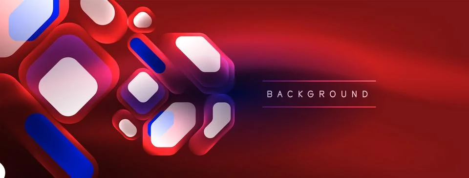 Glowing neon geometric elements abstract background. Neon light or laser show Stock Illustration