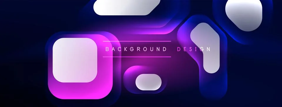 Glowing neon geometric elements abstract background. Neon light or laser show Stock Illustration