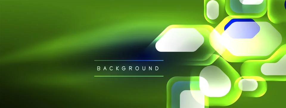 Glowing neon geometric elements abstract background. Neon light or laser show Illustrazione stock