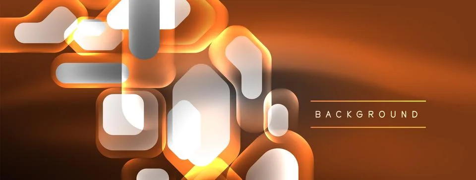 Glowing neon geometric elements abstract background. Neon light or laser show Stock Illustration