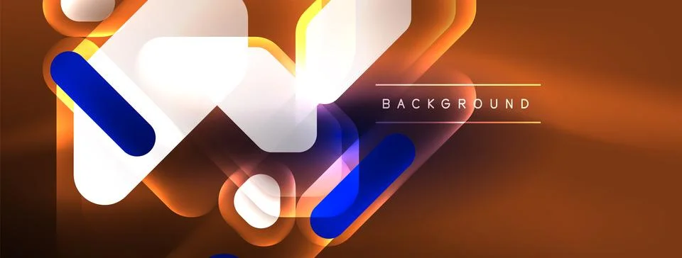 Glowing neon geometric elements abstract background. Neon light or laser show 스톡 일러스트