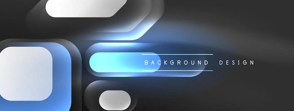 Glowing neon geometric elements abstract background. Neon light or laser show Stock Illustration