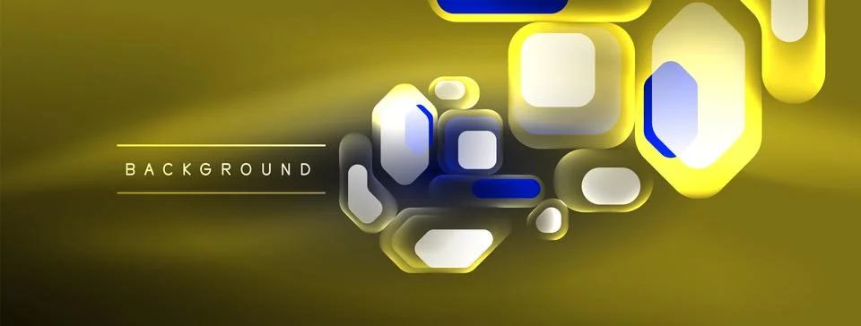 Glowing neon geometric elements abstract background. Neon light or laser show Stock Illustration