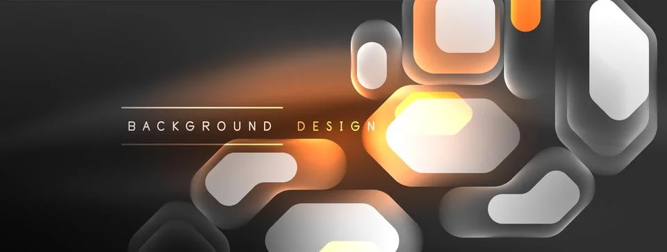 Glowing neon geometric elements abstract background. Neon light or laser show Stock Illustration