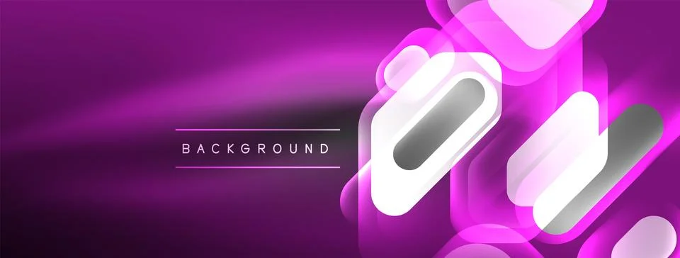 Glowing neon geometric elements abstract background. Neon light or laser show 스톡 일러스트