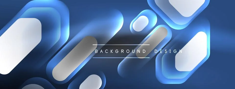 Glowing neon geometric elements abstract background. Neon light or laser show 스톡 일러스트