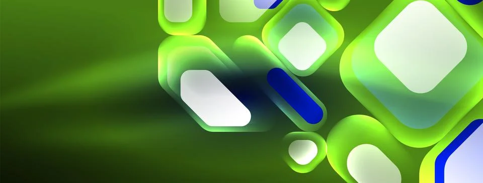 Glowing neon geometric elements abstract background. Neon light or laser show Illustrazione stock