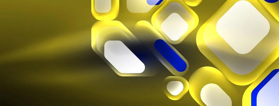 Glowing neon geometric elements abstract background. Neon light or laser show Illustrazione stock