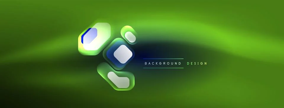 Glowing neon geometric elements abstract background. Neon light or laser show Illustrazione stock