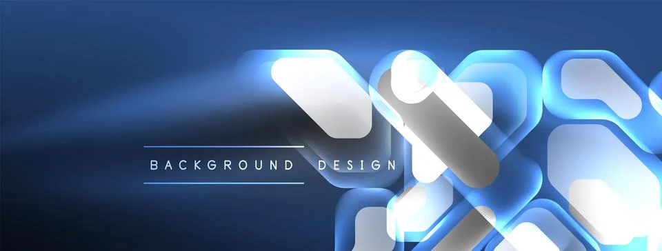 Glowing neon geometric elements abstract background. Neon light or laser show 스톡 일러스트
