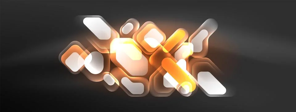 Glowing neon geometric elements abstract background. Neon light or laser show 스톡 일러스트