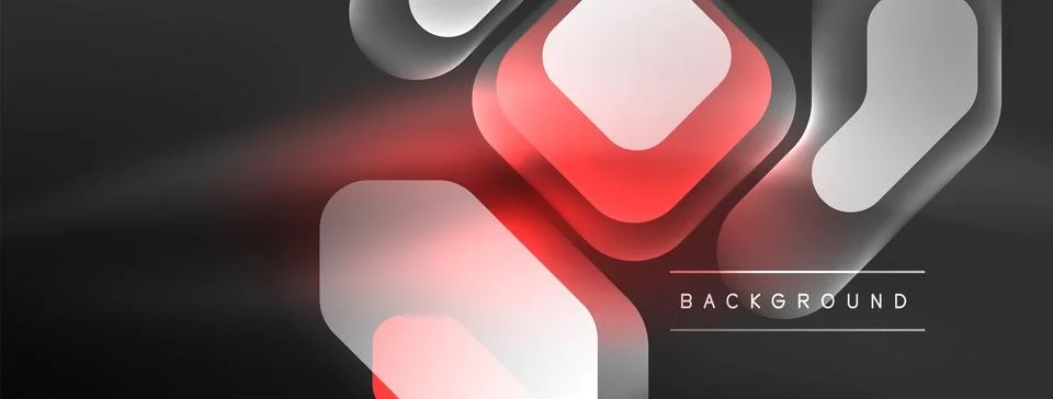 Glowing neon geometric elements abstract background. Neon light or laser show Stock Illustration