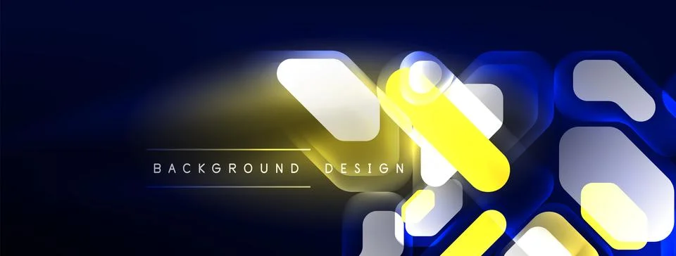 Glowing neon geometric elements abstract background. Neon light or laser show Illustrazione stock