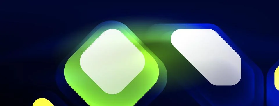 Glowing neon geometric elements abstract background. Neon light or laser show 스톡 일러스트