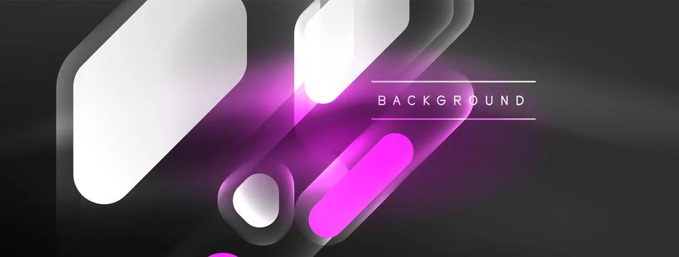 Glowing neon geometric elements abstract background. Neon light or laser show 스톡 일러스트