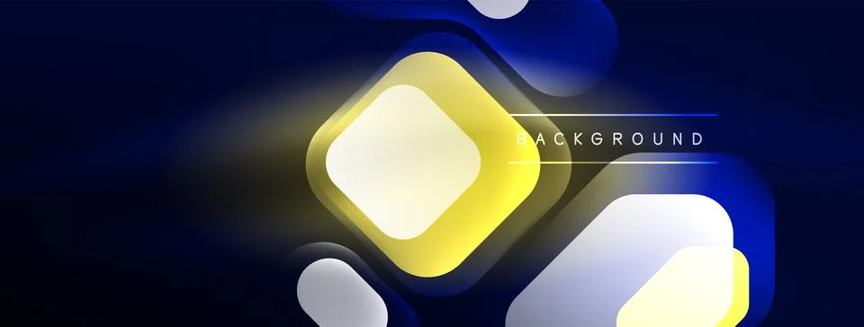 Glowing neon geometric elements abstract background. Neon light or laser show Stock Illustration