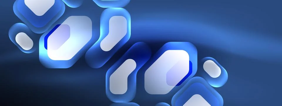 Glowing neon geometric elements abstract background. Neon light or laser show Stock Illustration