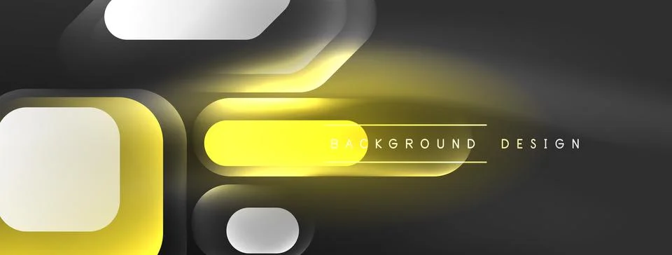 Glowing neon geometric elements abstract background. Neon light or laser show Illustrazione stock