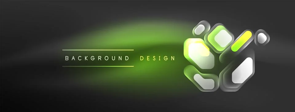 Glowing neon geometric elements abstract background. Neon light or laser show Stock Illustration