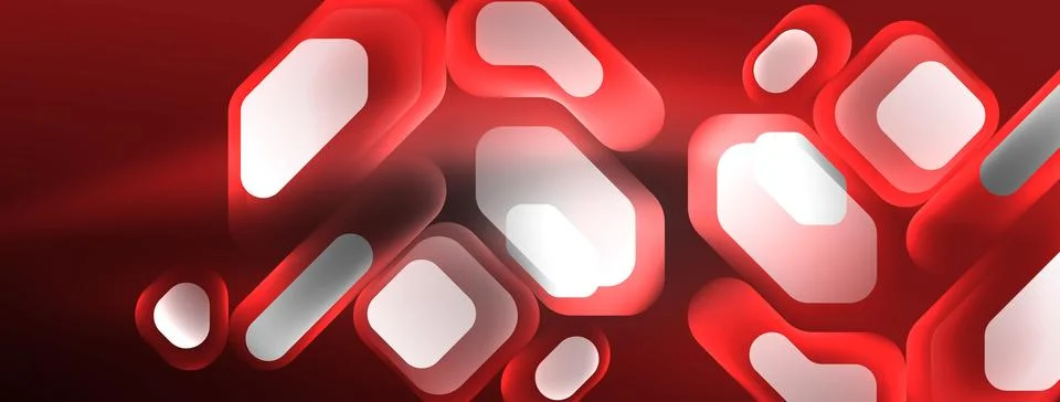 Glowing neon geometric elements abstract background. Neon light or laser show Stock Illustration