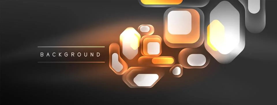 Glowing neon geometric elements abstract background. Neon light or laser show Stock Illustration