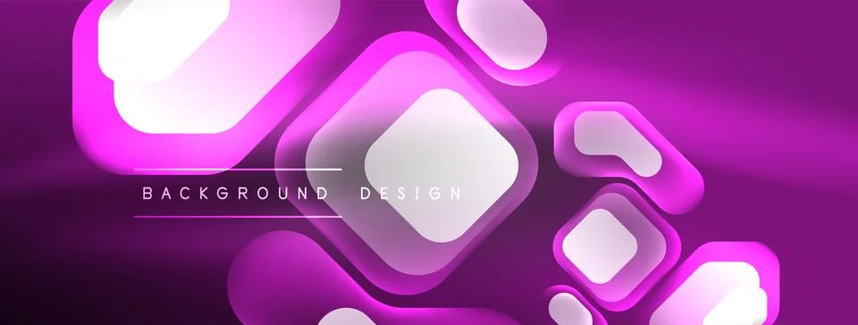 Glowing neon geometric elements abstract background. Neon light or laser show Stock Illustration