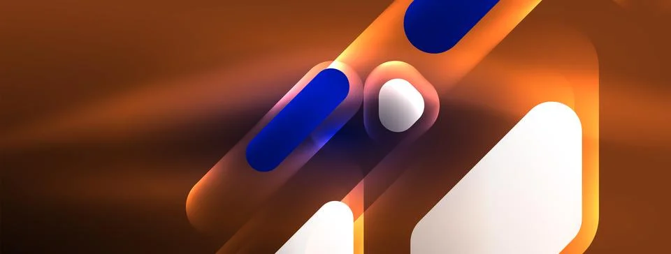 Glowing neon geometric elements abstract background. Neon light or laser show Illustrazione stock