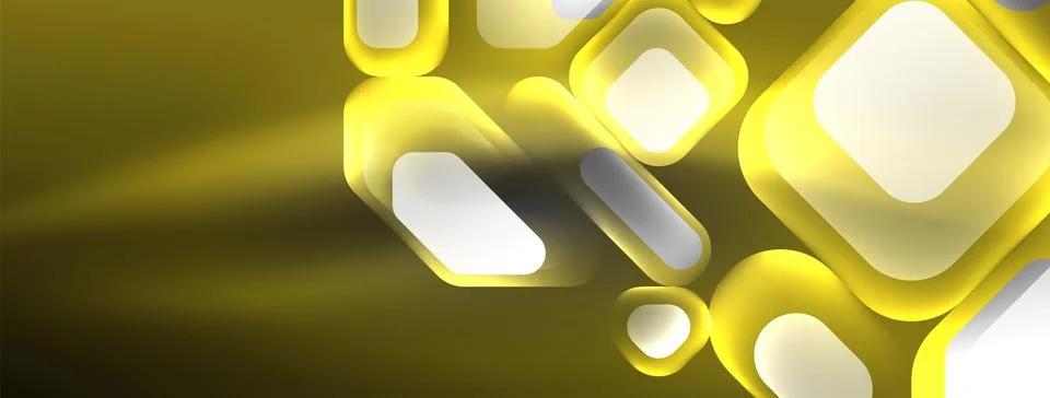 Glowing neon geometric elements abstract background. Neon light or laser show Stock Illustration