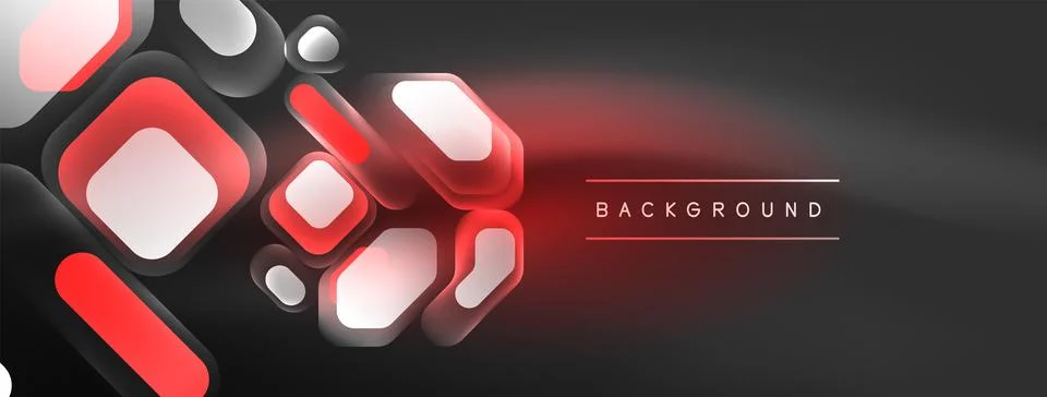 Glowing neon geometric elements abstract background. Neon light or laser show Stock Illustration
