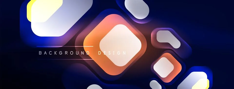 Glowing neon geometric elements abstract background. Neon light or laser show Illustrazione stock
