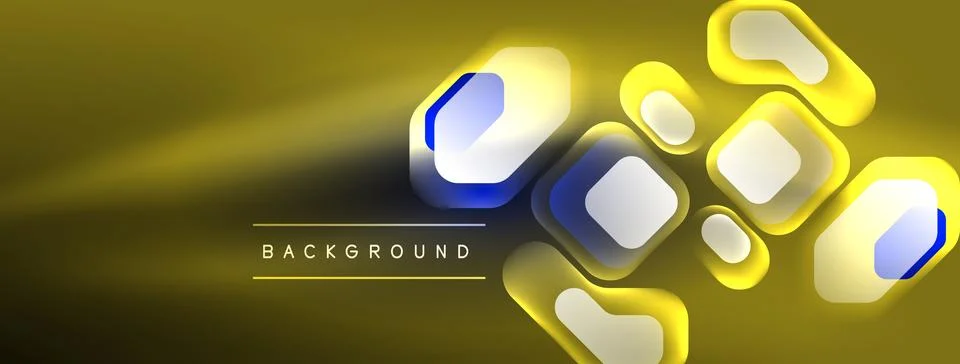 Glowing neon geometric elements abstract background. Neon light or laser show Stock Illustration