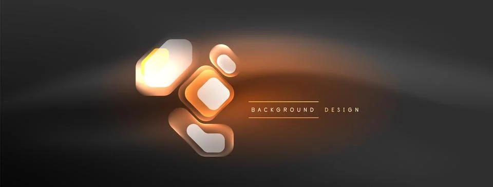 Glowing neon geometric elements abstract background. Neon light or laser show Illustrazione stock