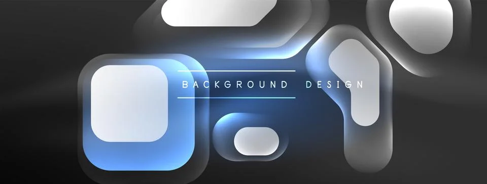 Glowing neon geometric elements abstract background. Neon light or laser show Stock Illustration
