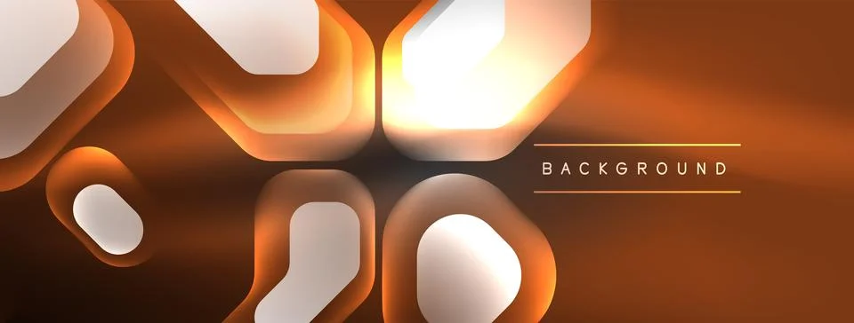 Glowing neon geometric elements abstract background. Neon light or laser show Stock Illustration