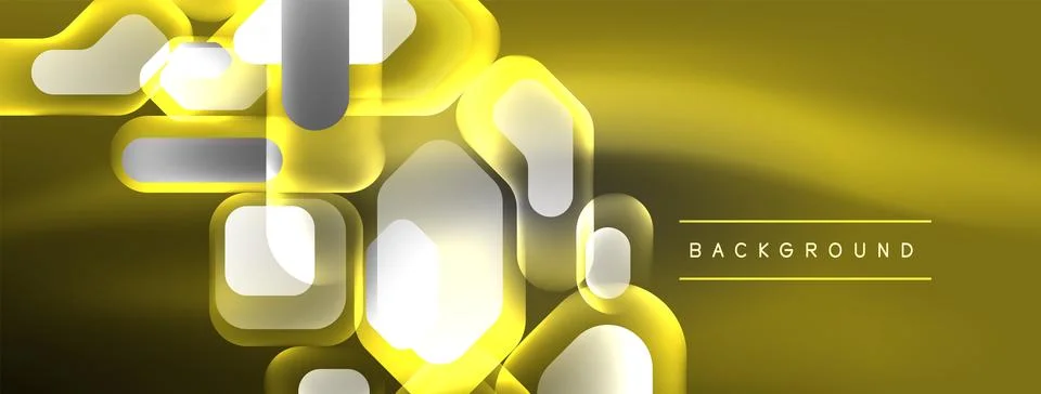 Glowing neon geometric elements abstract background. Neon light or laser show 스톡 일러스트