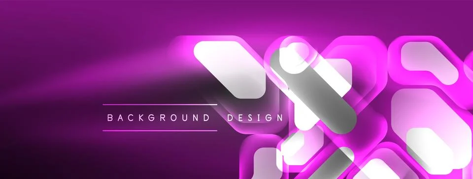 Glowing neon geometric elements abstract background. Neon light or laser show 스톡 일러스트