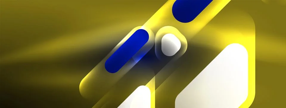 Glowing neon geometric elements abstract background. Neon light or laser show Illustrazione stock