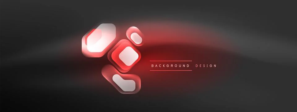 Glowing neon geometric elements abstract background. Neon light or laser show Stock Illustration